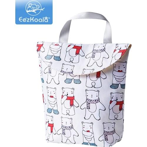EezKoala 1PC Multi-functional Cloth Diaper Bag Waterproof Washable Cloth Baby Travel Bag Reusable Wet Bag