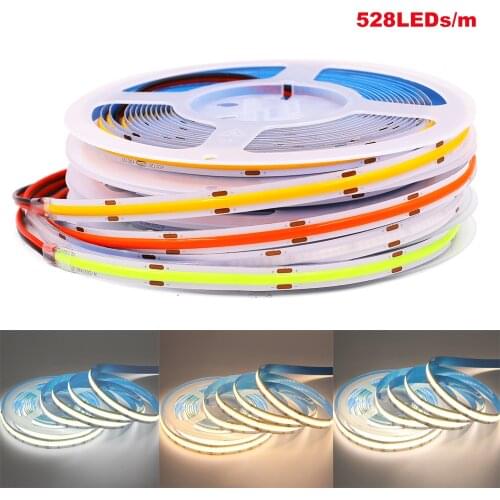 COB LED Strip Light 12V 24V 528LEDs/m Backlight For Bedroom Gabinete Computador Gamer Computer Monitor TV 8mm Govee Immersion