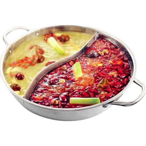 Stainless Steel Single-layer Cooking Pot Double Ear Mandarin Fondue Hot Pot