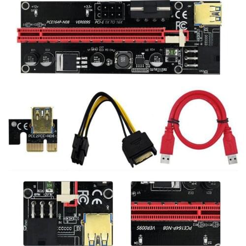 Ver009 Usb 3.0 Pci-e Riser Ver 009s Express 1x 4x 8x 16x Extender Pcie Riser Sata Card Adapter 15pin To 6 Pin Power Supply