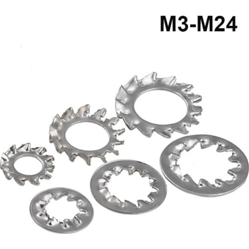 304 Stainless Steel External Toothed Serrated Lock Washer Gasket Internal Tooth Lock Washers M3 M4 M5 M6 M8 M10 M12 M14-M24