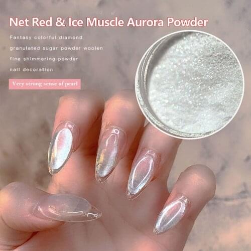Nail Pearl Powder Silver Shimmer Magic Nail Powder Ultra-thin 3D DIY Mermaid Chrome Pigment Powder Crystal Nail Art Decoration