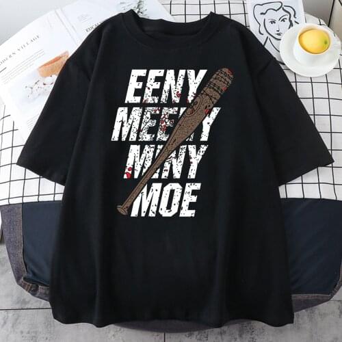 2021 Summer Fashion Mens T Shirts The Walking Dead Eeny Meeny Miny Moe Negan Lucille Zombie 100% Cotton Short Sleeve T-Shirt