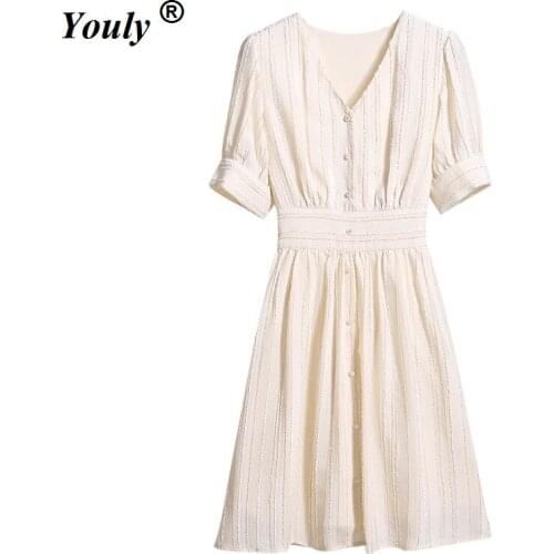 2021 New Sexy Elegant Club Party Dress Woman Lace Short Mini A-Line Dress Button V-neck Summer Casual Dress Vestidos