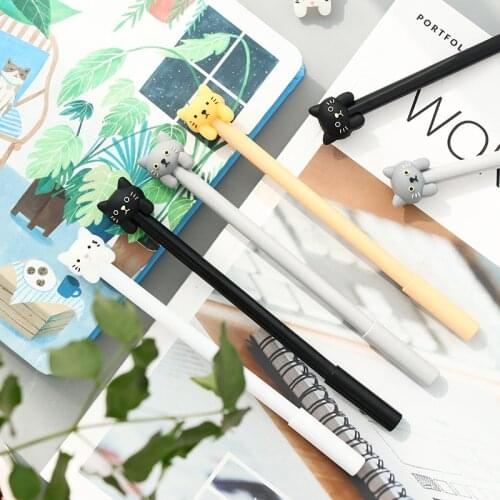 1 Pcs Creative Cute Chao Meng Cat Pen Neutral Pen Full Needle Tube Black Signature Pen Student Stationery