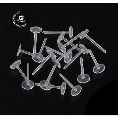10000pc Simple Cheap Jewelry Ear Stud Plastic Clear Flat Round Jewelry Accessories Components 4.5~5mm; Pin: 0.8mm F60