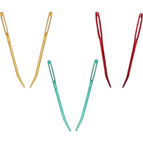 2pcs Aluminium Large-eye Bent Tip Tapestry Darning Needles Knitting for Sweaters Stitch Wool Sewing Ribbon Embroidery Staples