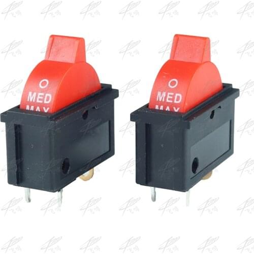 2PCS 10A 250V Black Red Wind Speed Control Button Rocker Switch 3 Positions 3Pin SPDT Switch For Hair dryer KCD16-103
