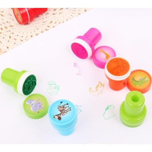 20PCS Kids Cute Colorful Cartoon Animal Sea Life Self-ink Stamps Inkpad Stamper Accessories DIY Scrapbooking Painting Toy
