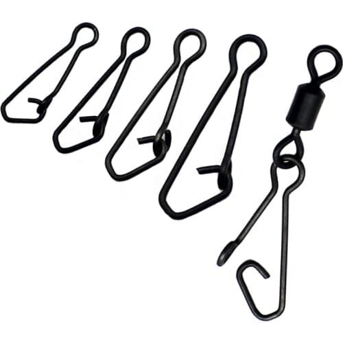 20PCS Carp Fishing Quick Snap Hook Leader Swivel Clips Hook Bait Connector Clips for Carp Fishing Rigs Making Tackle Accessories