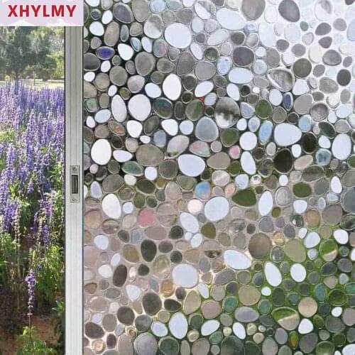 3D Rainbow Cobblestone Decorative Window Covering Film Static Glass Stickers For Heat Control An-ti UV Vinyl Privacy Glass Film