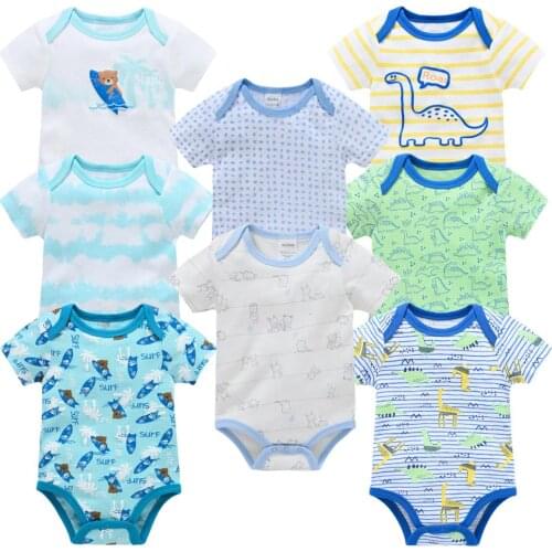 6 8PCS Roupas Bebe De Newborn Baby Boys Bodysuits Infant Cotton Summer Boy Baby Cartoon Clothes Girl Toddler Crawling Baby 0-12M