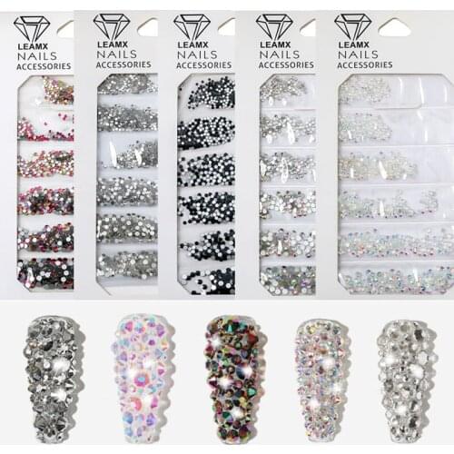 6 Packs/mixed Size Glass Flat Nail Rhinestones AB Color Nail Art Accessories for Decorating Nail/mobile Phone/house/clothing DIY