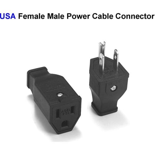 US American 3 Pin AC Electric Power Rewireable Socket Outlet Male Female Wiring Plug Power Cable Extension Cord Cable Connector