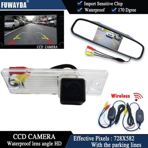 FUWAYAD Wireless Color CCD Chip Car Rear View Camera for Renault Koleos + 4.3 Inch rearview Mirror Monitor WATERPROOF HD