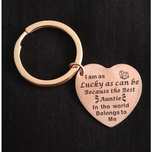 To Auntie Surprise Gifts Creative Charm Keychain: I Am As Lucky As Can Be Because The Best Auntie In The World Belongs To Me