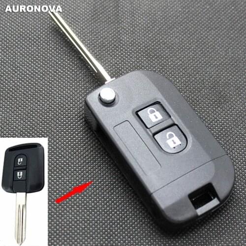 AURONOVA New Upgrade Flip Folding Key Shell for Nissan Qashqai 2 Buttons Modified Car Key Shell Case