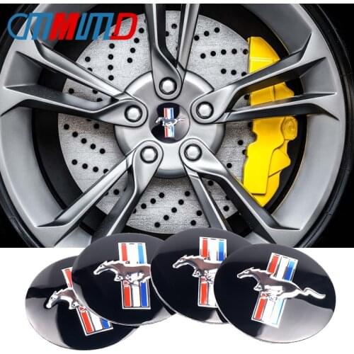 For Ford Mustang 4pcs Car Styling New 56mm aluminum Horse Flag Car Wheel Center Hub Cap Sticker Emblem Badge Sticker Accessories