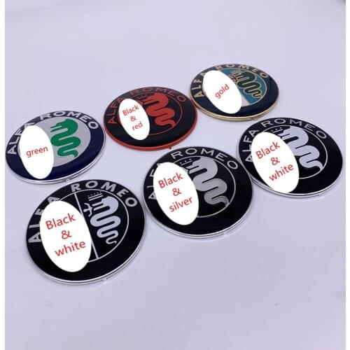 2pcs 7.4cm full chrome Color ALFA ROMEO Car Logo emblem Badge sticker for Mito 147 156 159 166 Specials sale 74mm
