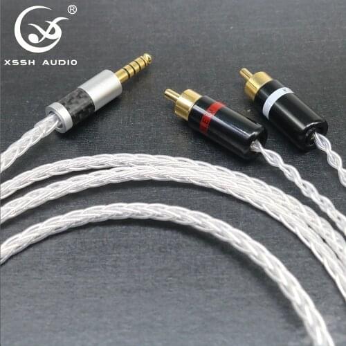 YIVO XSSH audio 4.4mm to 2 RCA 8 core Silver Plated pure copper Headphone Earphone Extension Cable Wire Cord