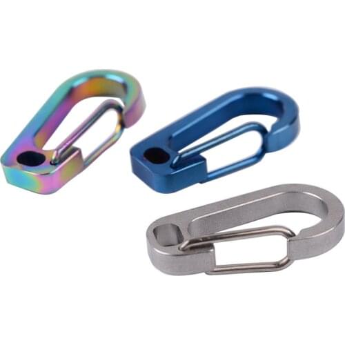 Titanium Alloy Carabiner D Shape Buckle Spring Keychain Clip Snap Hook Outdoor Camping Hiking Flat Hole