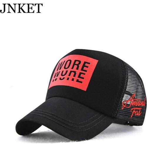 JNKET Embroidery Printing Summer Mesh Cap Men Women Baseball Cap Snapbacks Hats Outside Sports Breathable Sunhat Gorras
