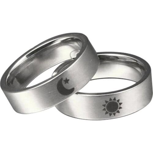 1PC Titanium Steel Ring Moon And Sun Ring Promise Couples Rings bague homme Valentines' Day Gifts Size5-12 Dropship