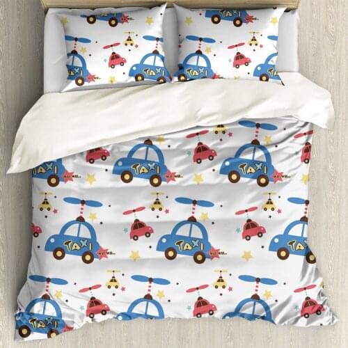 Upetstory Cartoon Car Style Family Duvet Cover Set for Bed Child Room Pillowcase Comfort Boy Bedroom Bedclothes Bedding Sheets