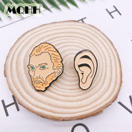 Creative character avatar earrings humanoid enamel brooch face alloy badge cowboy clothes bag pin punk creative woman jewelry