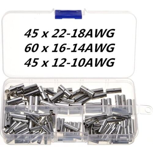 MUFOOR 150Pcs Tin-coated Copper Material Uninsulated Terminal Bootlace Ferrules Cord End Electrical Cable Crimp Connector