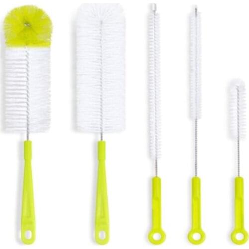 N1HF 5 Pcs Long Handle Cleaning Brush Sets for Narrow-mouth Baby Bottle Pipe Washing Sports Water Bottle Glass Tube Cleaner