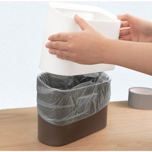 Desktop Trash Can Modern Oval Shatter-Resistant Plastic Small Trash Can Wastebasket Desktop Trash Can Mini Trash Can Home Tools