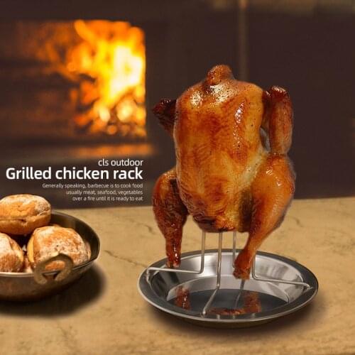 New Arrival 1Set Barbecue Grilling Baking Cooking Pans Non-stick Chicken Roaster Rack With Bowl Bbq Accessories Tools