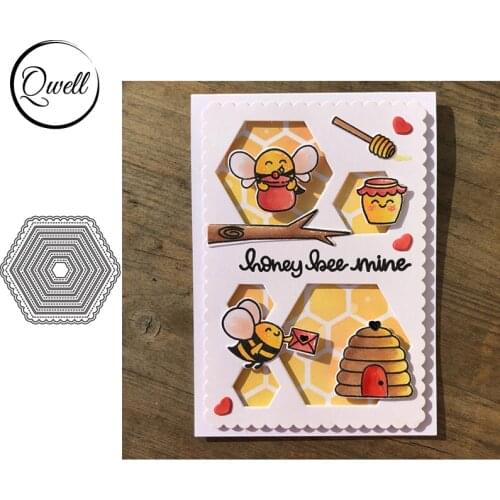 QWELL Multilayer Hexagon Honeycomb Metal Cutting Dies Stencil Paper Cards DIY Scrapbooking Crafts Album Making Template 2020