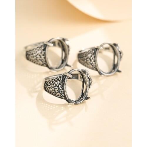 12*15mm 925 STERLING SILVER Semi Mount Bases Blanks base blank Pad ring Setting jewelry findings diy A5845