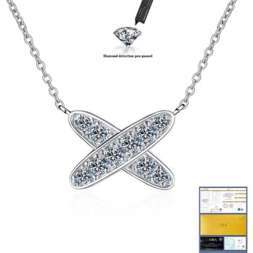 Silver 925 Original Valentines Day Gift Heart Diamond Test Past 0.28 Carat D Color Moissanite Pendant Necklace Women Wedding