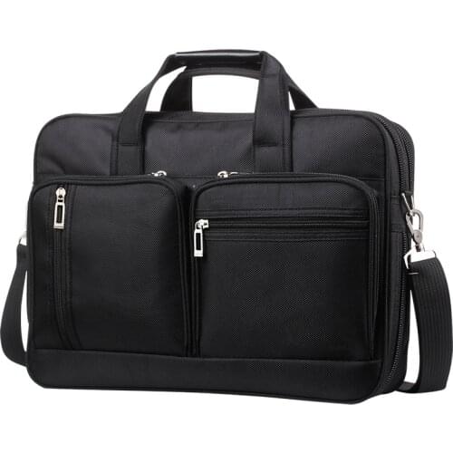 13 14 15.6 17 Inch Laptop Bag Briefcase Men Multi Pockets Waterproof Oxford Business Handbag Black Large Messenger Shoulder Bag