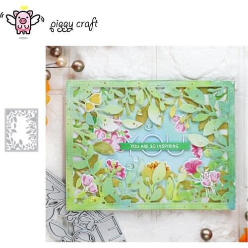 Piggy Craft metal cutting dies cut die mold Leaf rectangular frame Scrapbook paper craft knife mould blade punch stencils dies