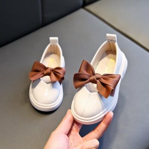 Kids Patent Leather Platform Shoes Spring Autumn Girls Princess Shoes Big Bow Baby Children Flats Patent Mary Janes Single Shoes