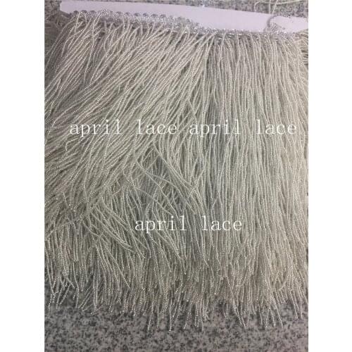 Yy005 # 10 yards /bag silver 19-20cm width round beads ribbon fringe tassel for curtain /garment/decorative /dress decoration