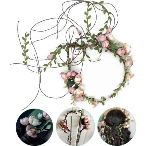 Bride Wedding Wreath Headdress Garland Headband Female Hair Band Crown Artificial Flowers Wedding Party Supplies Home Decor