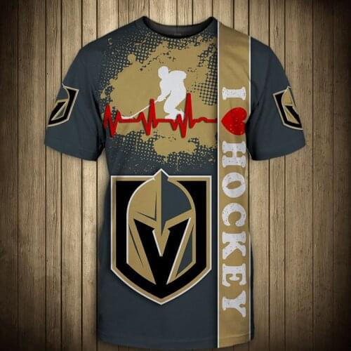 Summer Casual Tops Vegas Mens fashion Stitching design metal helmet print Golden Knights T-shirts