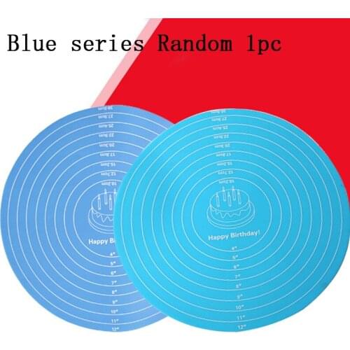 1pcs Pink/Blue Silicone Dough Pad Kitchen Accessories Round Shape Baking Tools Cake Mat Multi Purpose With Scale