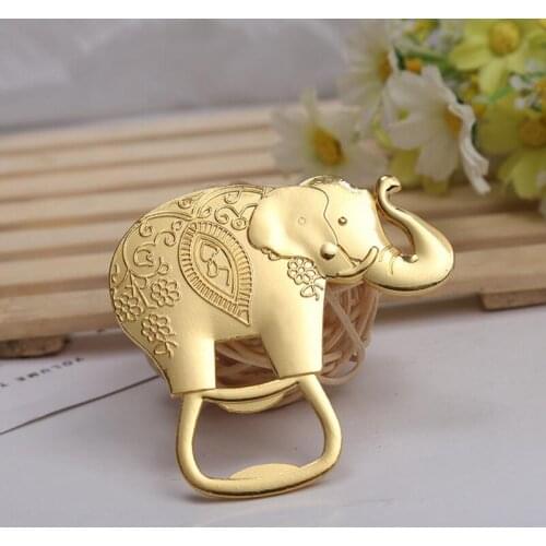 100pcs/lot Cartoon Gold Plated Lucky Elephant Bottle Opener Wedding Favors Party Decoration Souvenirs Gifts LX3666