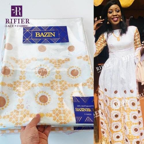 5 Yards 2020 High Quality African Gambia Team Bazin Riche Fabrics Senegal Scented Jacquard Basin Wedding Dresses Fabric Material