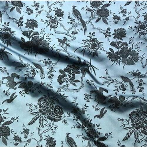 75cm*100cm Chinese style brocade cloth clothing fabric fashion doll dress costume apparel gray bottom flowers dress fabric
