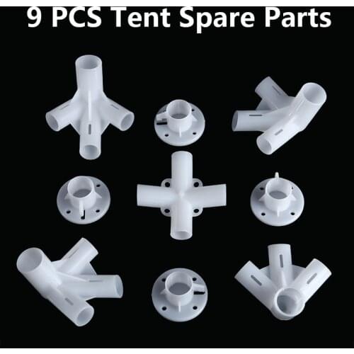 9Pcs Plastic Tent Corner Connector For 3x3m Gazebo Awning Tent Corner Center Connector Feet 25/19mm Tent Connector Tool Parts