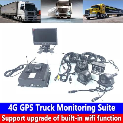 AHD 4CH hard drive Monitoring 4G GPS Truck Monitoring Suite supports remote intercom function for docking car tire pressure OBD