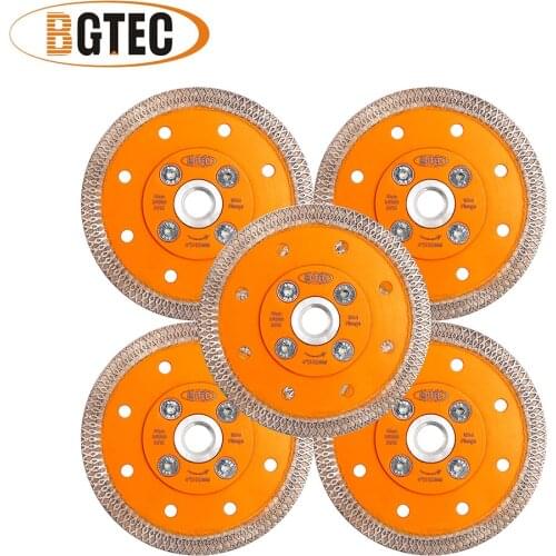 BGTEC 5pcs Dia 4inch/105mm Hot pressed X Mesh Turbo Diamond Saw blade with M14 flange Cutting Disc for Ceramic Tile