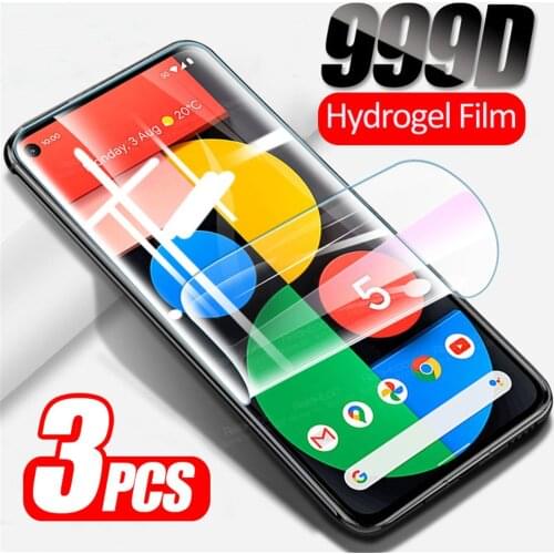 For Google Pixel 5 Hydrogel Film 3pcs Full Curved Soft Protective Screen Protector Pixel5 GTT9Q 6" Armor Safety Films Not Glass
